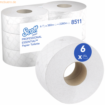 Scott Toilettenpapier 8511 2lagig 380m weiß 6 Rollen