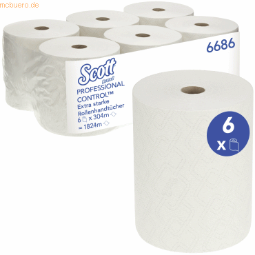 5027375050183 - Scott Handtuchrolle Extra Strong 6686 304m weiß 5027375050183 6 Stück 5027375050183 - Scott Handtuchrolle Extra Strong 6686 304m weiß 5027375050183 6 Stück