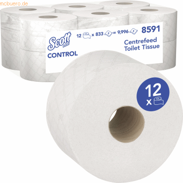 5027375052880 - Toilettenpapier ControlT 8591 2-lagig weiß 833 Blatt Rolle 5027375052880 12 Stück 5027375052880 - Toilettenpapier ControlT 8591 2-lagig weiß 833 Blatt Rolle 5027375052880 12 Stück