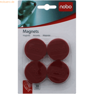 5028252140010 - Magnetic Whiteboard Magnets 4 pack 38mm Coloured Magnets Red