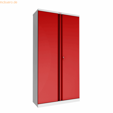 5032548007321 - Aktenschrank SCL1891GRK aus Stahl mit 2 Türen und 4 Einlegeböden grauer Korpus und rote Türen mit Schlüsselschloss 5032548007321 - Aktenschrank SCL1891GRK aus Stahl mit 2 Türen und 4 Einlegeböden grauer Korpus und rote Türen mit Schlüsselschloss