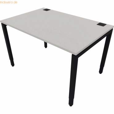 5900978594936 - Schreibtisch 810074394 Rohr in Rohr-System 65-130cm (H) 120x80cm (BxT) rechteckig platinum   schwarz 5900978594936 Nowy Sty