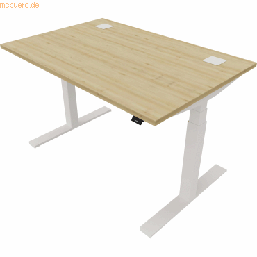 5901747154290 - Schreibtisch eModel 20 810075179 elektrisch höhenverstellbar 65-130cm (H) 120x80cm (BxT) rechteckig buche weiß 590174715 5901747154290 - Schreibtisch eModel 20 810075179 elektrisch höhenverstellbar 65-130cm (H) 120x80cm (BxT) rechteckig buche weiß 590174715