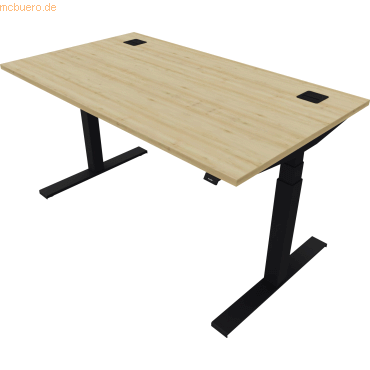5901747154337 - Schreibtisch eModel 20 810075479 elektrisch höhenverstellbar 65-130cm (H) 140x80cm (BxT) rechteckig buche jet schwarz 59 5901747154337 - Schreibtisch eModel 20 810075479 elektrisch höhenverstellbar 65-130cm (H) 140x80cm (BxT) rechteckig buche jet schwarz 59