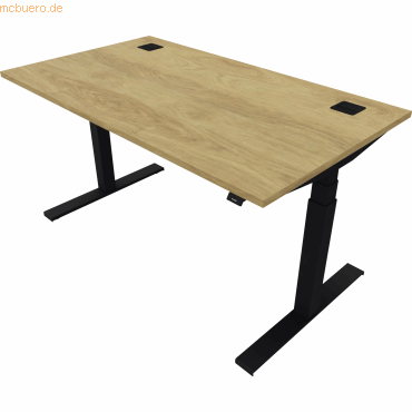5901747154344 - Schreibtisch eModel 20 810075470 elektrisch höhenverstellbar 65-130cm (H) 140x80cm (BxT) rechteckig hickory jet schwarz 5901747154344 - Schreibtisch eModel 20 810075470 elektrisch höhenverstellbar 65-130cm (H) 140x80cm (BxT) rechteckig hickory jet schwarz