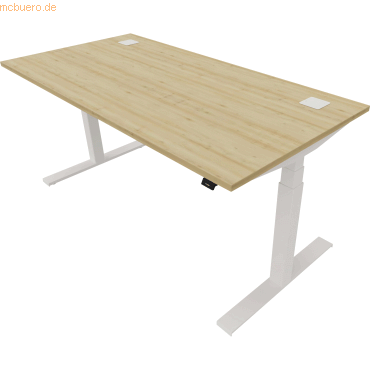 5901747154443 - Schreibtisch eModel 20 810075579 elektrisch höhenverstellbar 65-130cm (H) 160x80cm (BxT) rechteckig buche   weiß 590174715