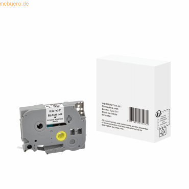 6941881235072 - P-touch Beschriftungsband Kompatibel Brother TZe-211 5BRT211-WT Selbsthaftend Schwarz auf Weiß 675 mm x 8 m 6941881235072 - P-touch Beschriftungsband Kompatibel Brother TZe-211 5BRT211-WT Selbsthaftend Schwarz auf Weiß 675 mm x 8 m