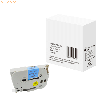 6941881235126 - P-touch Beschriftungsband Kompatibel Brother TZe-531 5T531-WT Selbsthaftend Schwarz auf Blau 675 mm x 8 m 6941881235126 - P-touch Beschriftungsband Kompatibel Brother TZe-531 5T531-WT Selbsthaftend Schwarz auf Blau 675 mm x 8 m