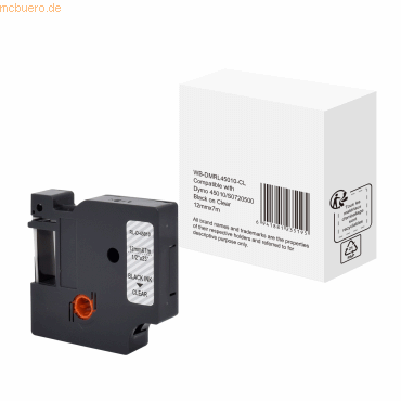 6941881235195 - D1 S0720500 45010 Kompatibles Dymo Beschriftungsband Selbstklebend Schwarz auf Klar 12 mm x 7 m 6941881235195 - D1 S0720500 45010 Kompatibles Dymo Beschriftungsband Selbstklebend Schwarz auf Klar 12 mm x 7 m