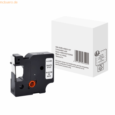 6941881235225 - D1 S0720830 45803 Kompatibles Dymo Beschriftungsband Selbstklebend Schwarz auf Weiß 19 mm x 7 m 6941881235225 - D1 S0720830 45803 Kompatibles Dymo Beschriftungsband Selbstklebend Schwarz auf Weiß 19 mm x 7 m