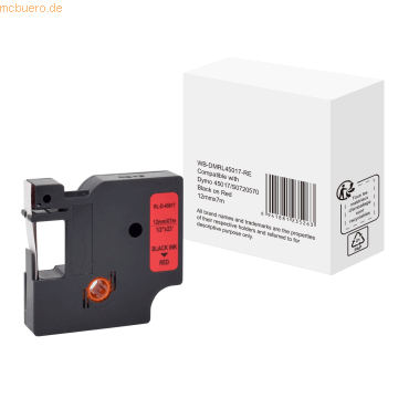 6941881235263 - D1 S0720570 45017 Kompatibles Dymo Beschriftungsband Selbstklebend Schwarz auf Rot 12 mm x 7m 6941881235263 - D1 S0720570 45017 Kompatibles Dymo Beschriftungsband Selbstklebend Schwarz auf Rot 12 mm x 7m