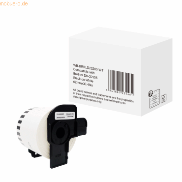 6941881235461 - QL Etikettenrolle Kompatibel Brother DK-22205 5BR22205-WT Selbsthaftend Schwarz auf Weiß 96 x 91 mm 6941881235461 - QL Etikettenrolle Kompatibel Brother DK-22205 5BR22205-WT Selbsthaftend Schwarz auf Weiß 96 x 91 mm