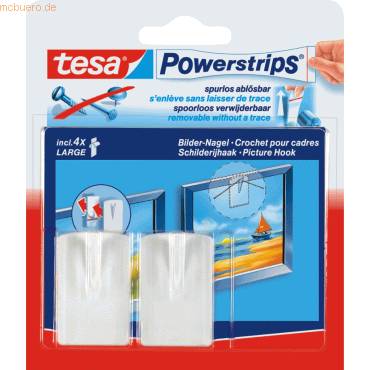 12 x Tesa Powerstrips Bilder-Nagel weiß VE=2 Stück