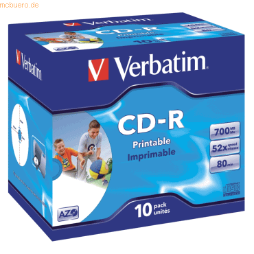 Verbatim CD-Rohlinge 700MB/80min bedruckbar im Jewel Case VE=10 Stück