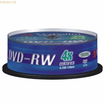 Verbatim DVD-Rohlinge DVD-RW 4,7GB/4x auf Spindel VE=25 Stück