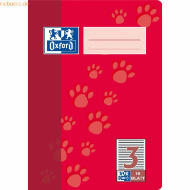 4006144936843 - Schulheft 100050408 Lineatur 3 Schreiblern-Lineatur A5 90g rot 16 Blatt 32 Seiten 4006144936843 Oxford 4006144936843 - Schulheft 100050408 Lineatur 3 Schreiblern-Lineatur A5 90g rot 16 Blatt 32 Seiten 4006144936843 Oxford
