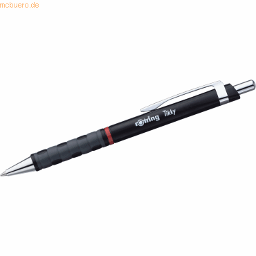 3501170770917 - rotring Druckkugelschreiber Tikky schwarz Strichfarbe blau Strichstärke M gewellte und gummierte (S0770910)