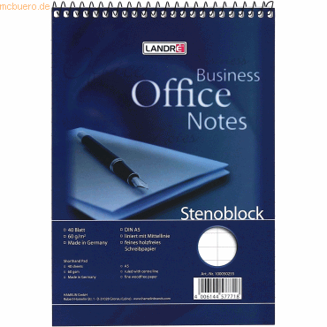 4006144577718 - Office Notizblock DIN A5 Liniert Spiralbindung Pappe Farbig sortiert Nicht perforiert 80 Seiten Pack 10