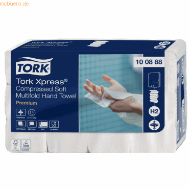 7322542154120 - Tork® Falthandtücher Xpress® Compressed 100888 2-lagig Multifold-Falzung H2-kompatibel 2040 Tücher Papier weiß 7322542154120 - Tork® Falthandtücher Xpress® Compressed 100888 2-lagig Multifold-Falzung H2-kompatibel 2040 Tücher Papier weiß