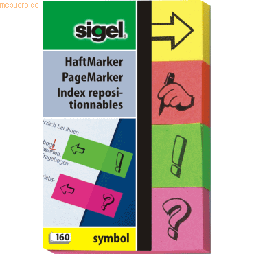 Sigel Haftmarker Symbol 50x80mm sortiert VE=4 Blöcke a 40 Blatt Stück