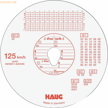 4030313251512 - Diagrammscheibe 3101 Tachoscheibe 125 km h Automatik 12cm 4030313251512 3101 100 Stück