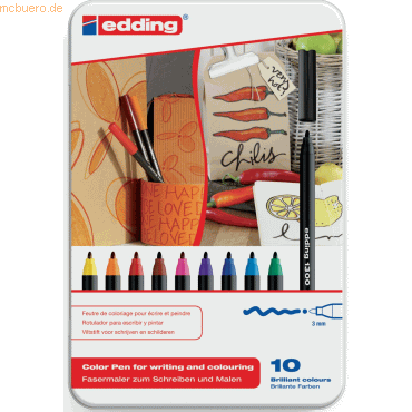 Edding Fasermaler edding 1300 color pen ca. 2mm VE=10 Farben