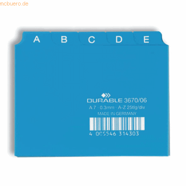 Durable Leitregister A-Z A7quer PP 25-teilig blau