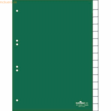 4005546620183 - Kunststoffregister 6222-05 blanko A4 012mm grüne Fenstertaben zum wechseln 15-teilig 4005546620183 Durable