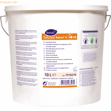 7615400085255 - Diversey Deutschland Gmbh&coohg - Handwaschpaste Soft Care reinol k 10l frei vhautaggressiven Bestandteilen 7615400085255 - Diversey Deutschland Gmbh&coohg - Handwaschpaste Soft Care reinol k 10l frei vhautaggressiven Bestandteilen