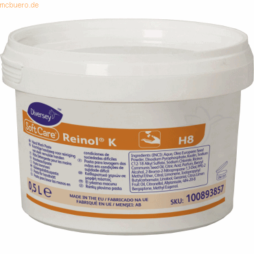 7615400193189 - Soft Care REINOL K Handwaschpaste Hautverträgliches Polyethylenmehl als Reibemittel 500 ml - Dose 7615400193189 - Soft Care REINOL K Handwaschpaste Hautverträgliches Polyethylenmehl als Reibemittel 500 ml - Dose