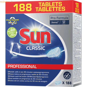 7615400778263 - SUN Professional Classic Tabs Spülmaschinentabs Geschirrreiniger-Tabs mit hohem Wirkungsgrad 1 Packung = 188 Tabs 7615400778263 - SUN Professional Classic Tabs Spülmaschinentabs Geschirrreiniger-Tabs mit hohem Wirkungsgrad 1 Packung = 188 Tabs