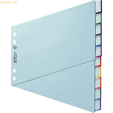 4002432301690 - Kunststoffregister 1270-00-00 blanko A4 schräg 012mm farbige Fenstertabe zum wechseln 10-teilig 4002432301690 Leitz