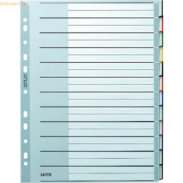 4002432301713 - Kunststoffregister 1273-00-00 blanko A4+ Extra 012mm farbige Fenstertabe zum wechseln 12-teilig 4002432301713 Leitz