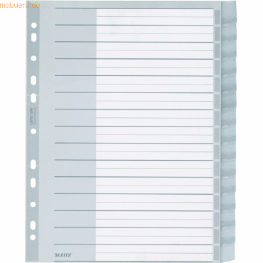 10 x Leitz Register A4 15-teilig PP blanko grau