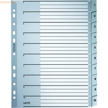 Leitz Register A4 1-10 PP grau mit Deckblatt