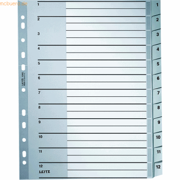 Leitz Register A4 1-12 PP grau mit Deckblatt