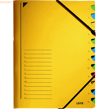 Leitz Ordnungsmappe A4 12 Fächer Colorspankarton gelb