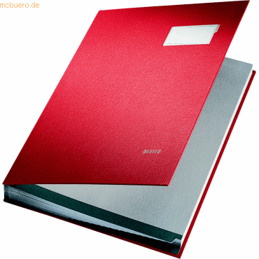 4002432311484 - Unterschriftenmappe 5701 A4 Kunststoff rot mit Einsteckschild 10 Fächer 4002432311484 Leitz