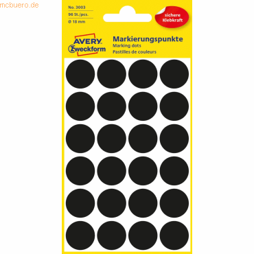 Avery Zweckform Markierungspunkte 18mm VE=96 Stück schwarz