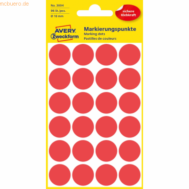 Avery Zweckform Markierungspunkte 18mm Durchmesser rot VE=96 Stück