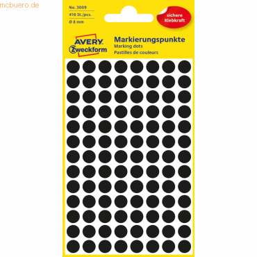 10 x Avery Zweckform Markierungspunkte 8mm VE=416 Stück schwarz