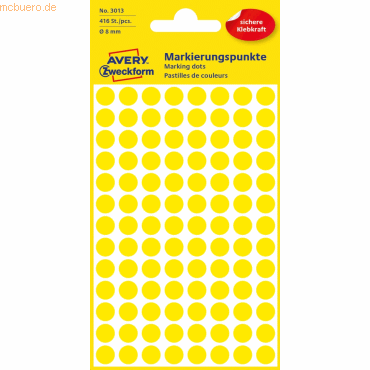 10 x Avery Zweckform Markierungspunkte 8mm VE=416 Stück gelb