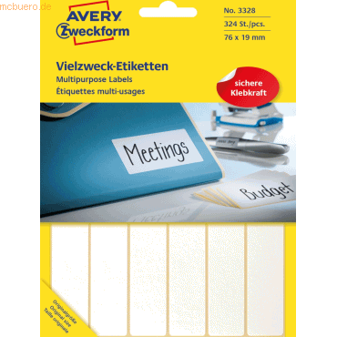 4004182033289 - Etiketten 3328 76 x 19 mm weiß 4004182033289 Zweckform 324 Stück