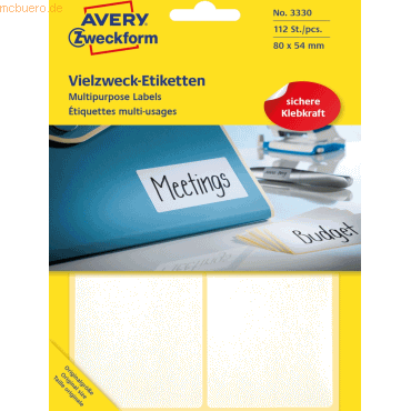 Avery Zweckform Etiketten 80x54mm VE=112 Stück weiß