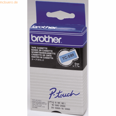 Brother Schriftbandkassette 9mm TC-591 blau/schwarz