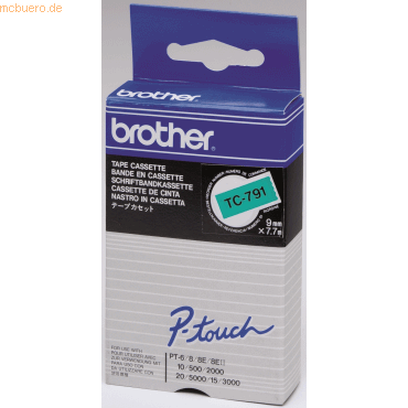 Brother Schriftbandkassette 9mm TC-791 grün/schwarz