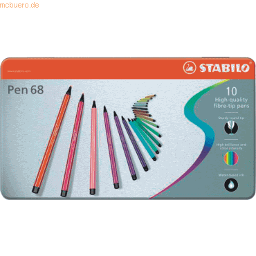 5 x Stabilo Fasermaler pen 68 Metall-Etui mit 10 Stiften
