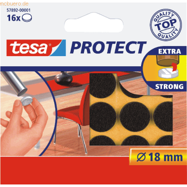 20 x Tesa Filzgleiter Protect Durchmesser 18mm rund braun