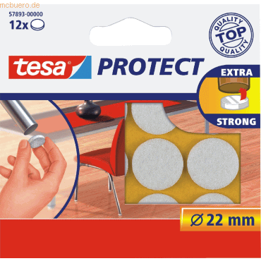 20 x Tesa Filzgleiter Protect Durchmesser 22mm rund weiß