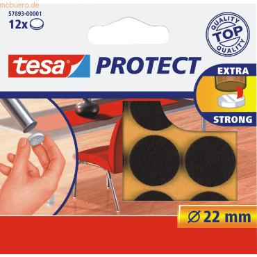 20 x Tesa Filzgleiter Protect Durchmesser 22mm rund braun